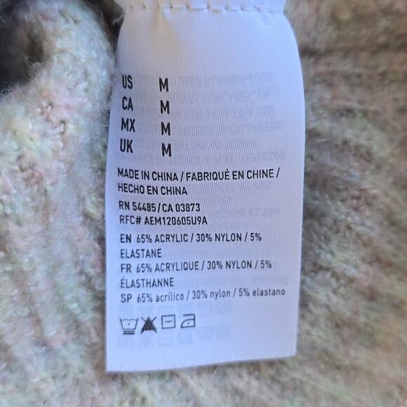 M American Eagle AE Whoa So Soft Off-The-Shoulder Sweater M Beige Pink Green - Picture 10 of 10